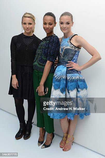 Actresses Dianna Agron, Zoe Saldana, and Jaime King attend the Persol Magnificent Obsessions exhibition honoring Arianne Phillips, Patricia Clarkson,...