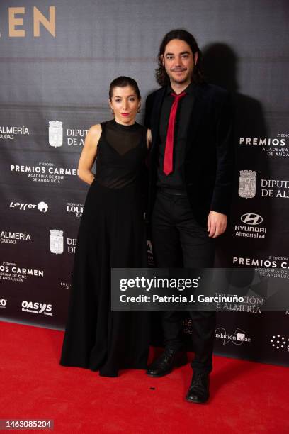 Irene Hens and Alejandro Salgado attends the red carpet at the "Carmen Awards" 2023 at Auditorio Municipal Maestro Padilla on February 04, 2023 in...