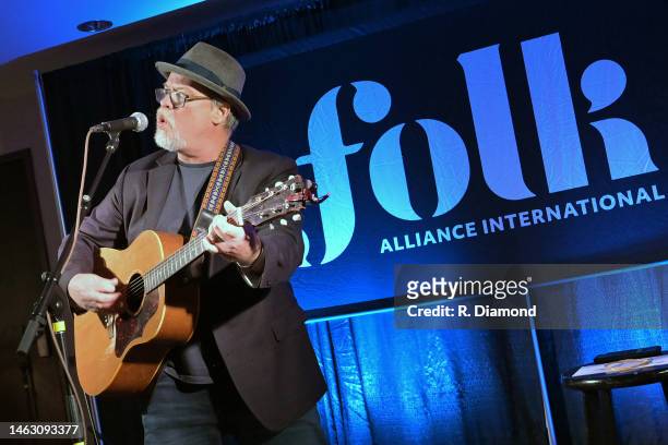Shawn Mullins performs during the 2023 Folk Alliance International Conference at the Westin Crown Center Hotel on February 02 in Kansas City,...