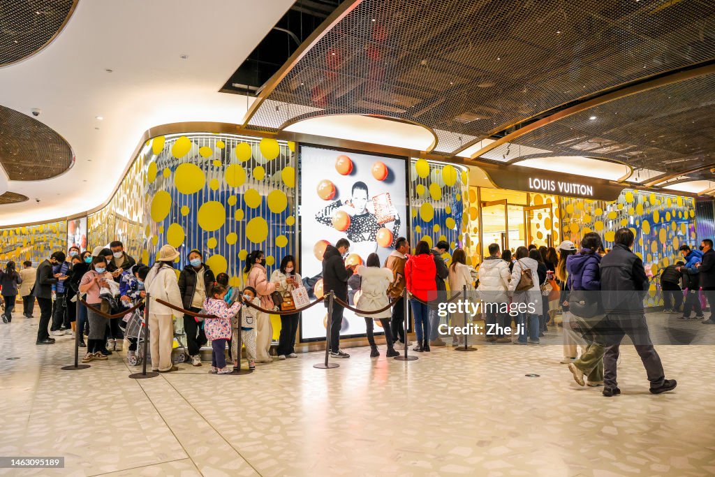 People line up at the Louis Vuitton store at the Taikoo Li Qiantan News  Photo - Getty Images