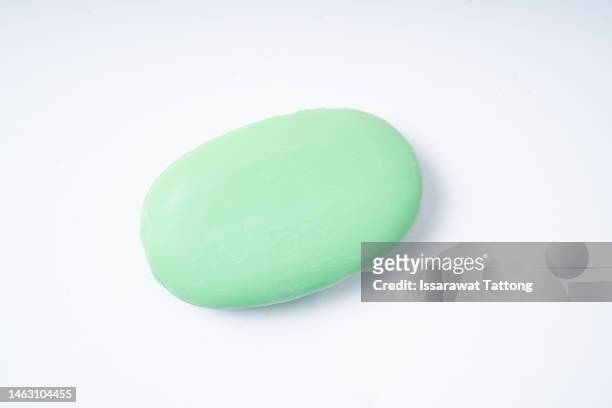 soap isolated on white background. top view. - bath isolated stock pictures, royalty-free photos & images