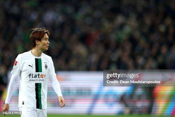 Ko Itakura of Borussia Monchengladbach in action during the Bundesliga match between Borussia Mönchengladbach and FC Schalke 04 at Borussia-Park on...