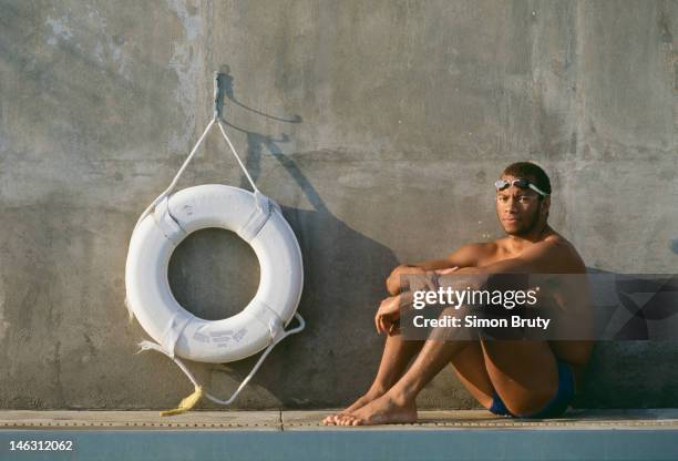 Olympic 100m Butterfly gold medal winner Anthony Nesty of Suriname during training on 1st March 1992 at the University of Florida in Gainsville,...