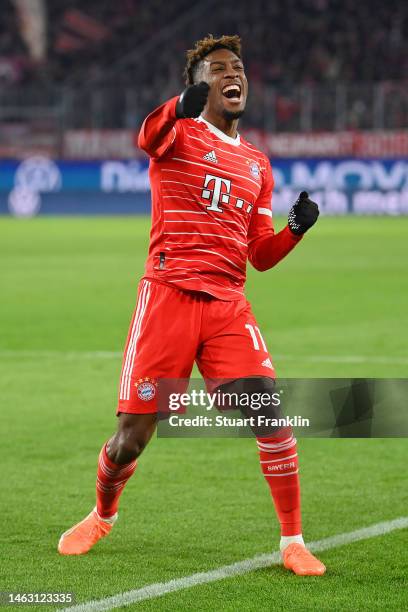 Kingsley Coman of Bayern Munich during the Bundesliga match between VfL Wolfsburg and FC Bayern München at Volkswagen Arena on February 05, 2023 in...