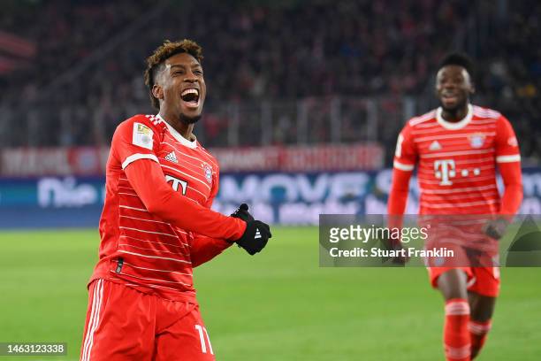 Kingsley Coman of Bayern Munich during the Bundesliga match between VfL Wolfsburg and FC Bayern München at Volkswagen Arena on February 05, 2023 in...