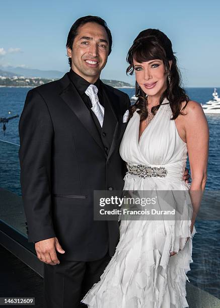 Actress Hunter Tylo and husband Gersson Archila pose for a portrait session at the Fairmont Monte Carlo Hotel during the 52nd Monte Carlo TV Festival...