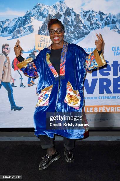 Claudia Tagbo attends the "Les Tetes Givrees" Premiere at UGC Cine Cite Bercy on February 05, 2023 in Paris, France.