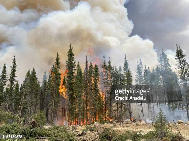 View of wildfires at Lebel-sur-Quevillon in Quebec, Canada on June 23, 2023.