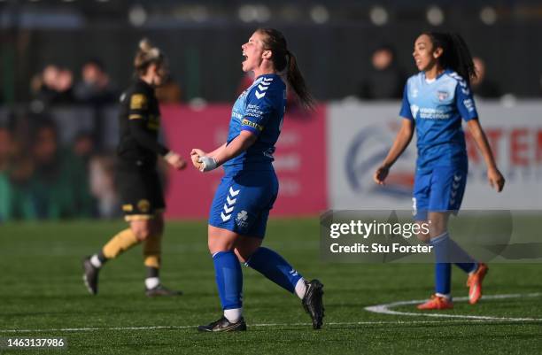 Captain Sarah Wilson of Durham celebrates on the final whistle after the Barclays FA Women's Championship match between Durham and Sheffield United...