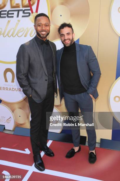 Tommy Hobson and Danell Leyva attend the 2023 Gold Meets Golden 10th Anniversary Year Event at Virginia Robinson Gardens on February 04, 2023 in...