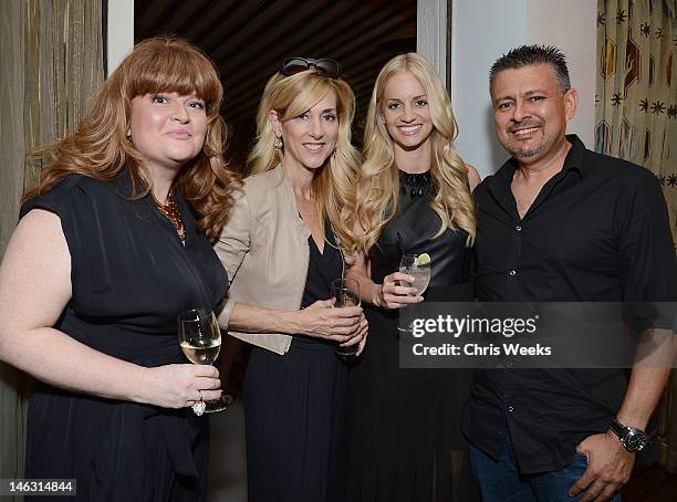 Ann Rush, Sally Alex and Christine Lohmuller attend a party launching Roman Luxe hosted by RevolveClothing.com and Karla Deras at on June 13, 2012 in...