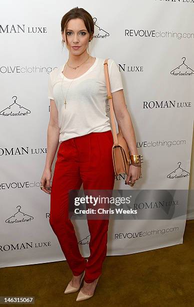 Actress Katie Cassidy attends a party launching Roman Luxe hosted by RevolveClothing.com and Karla Deras at on June 13, 2012 in Los Angeles,...