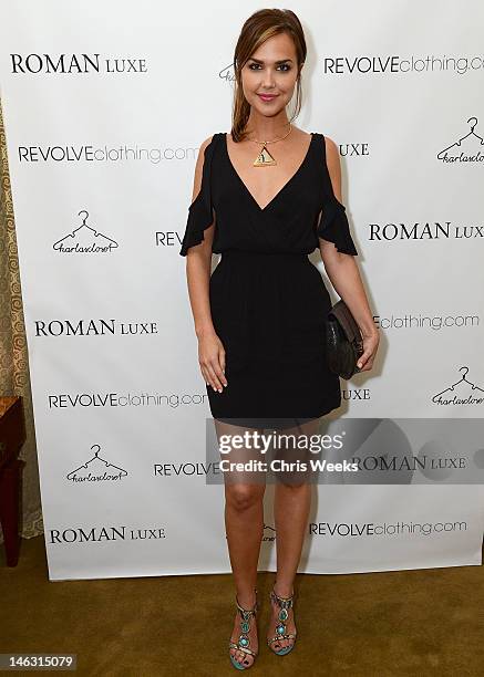 Actress Arielle Kebbel attends a party launching Roman Luxe hosted by RevolveClothing.com and Karla Deras at on June 13, 2012 in Los Angeles,...