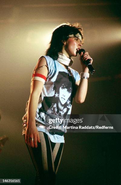 German singer Nena performs live on stage in Germany circa 1985.