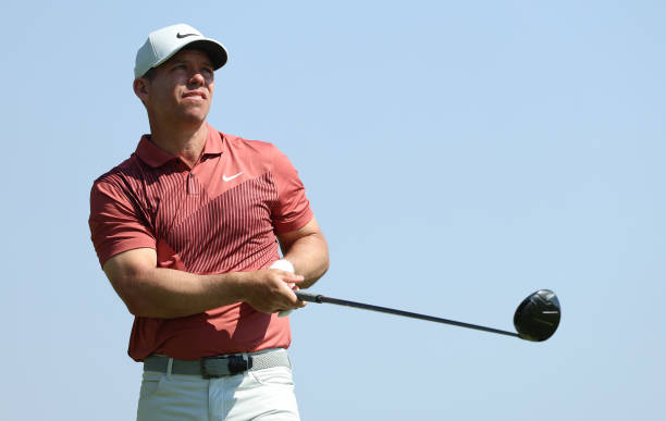 Paul Casey of England plays his tee shot on the 4th hole on Day Four of the PIF Saudi International at Royal Greens Golf & Country Club on February...