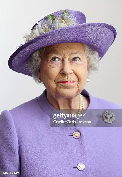 Queen Elizabeth II visits a new maternity ward at the Lister Hospital on June 14, 2012 in Stevenage, England. The Queen is on a two day tour of the...