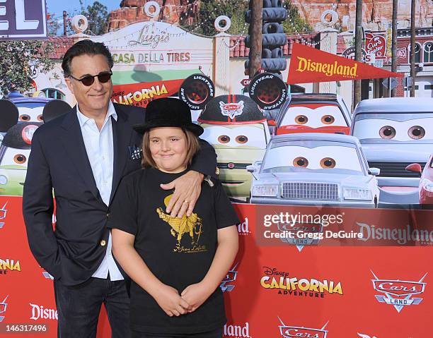 Actor Andy Garcia and son Andres Garcia-Lorido arrive at "Cars Land" Grand Opening at Disney's California Adventure on June 13, 2012 in Anaheim,...