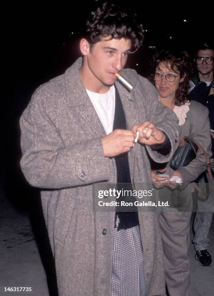 Actor Patrick Dempsey and wife Rocky Parker attend the "Enemies, a Love Story" Beverly Hills Premiere on December 12, 1989 at the Academy of Motion...