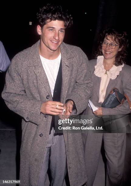 Actor Patrick Dempsey and wife Rocky Parker attend the "Enemies, a Love Story" Beverly Hills Premiere on December 12, 1989 at the Academy of Motion...
