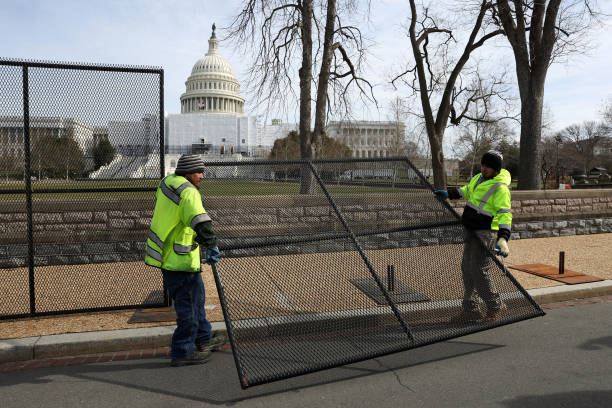 DC: Security Fencing Is Installed Around The Capitol Building Ahead Of The State Of The Union Address