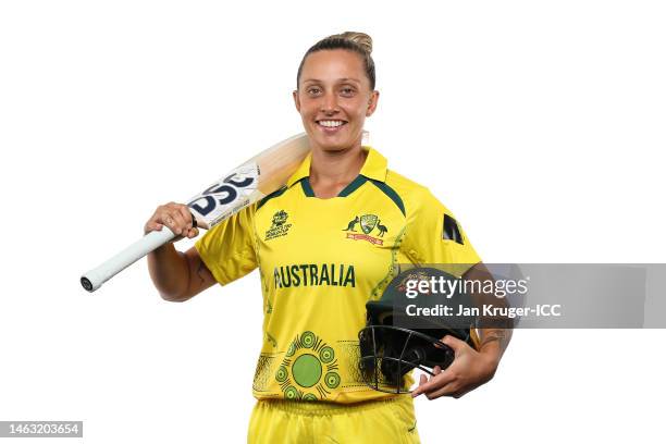 Ashleigh Gardner of Australia poses for a portrait prior to the ICC Women's T20 World Cup South Africa 2023 on February 05, 2023 in Stellenbosch,...