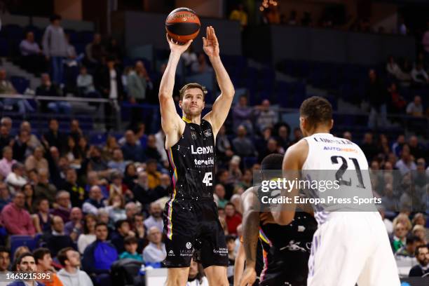 Aaron Doornekamp of Tenerife in action during the spanish league, Liga ACB Endesa, basketball match played between Real Madrid and Lenovo Tenerife at...