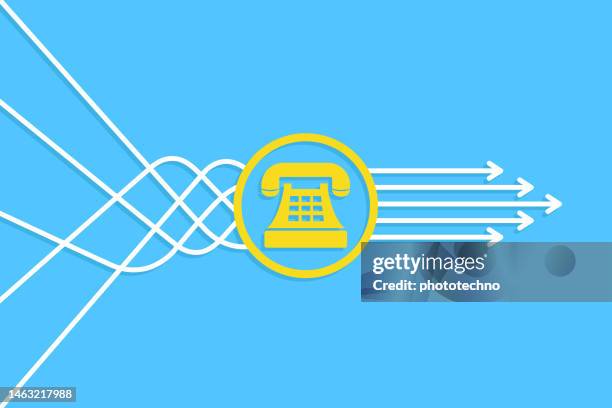 contact us solution concepts with telephone on blue background - solid background stock illustrations