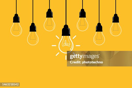 Idea Solution Concepts with Light Bulb on Yellow Background Idea Solution Concepts with Light Bulb on Yellow Background