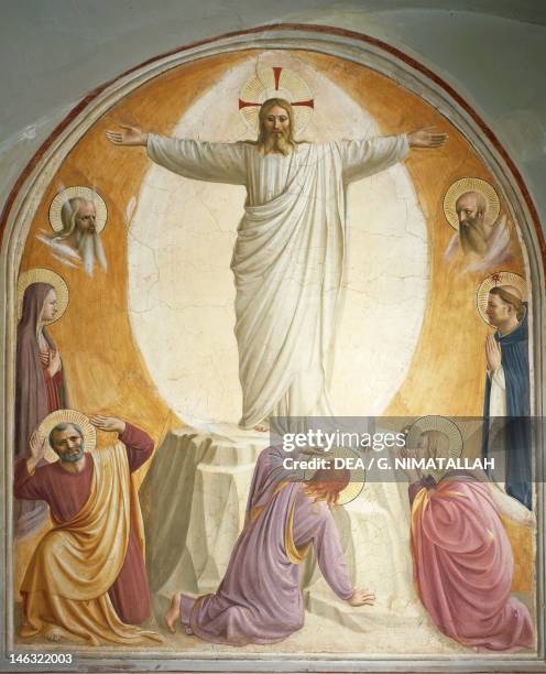 Florence, Museo Di San Marco Transfiguration by Giovanni da Fiesole, known as Fra Angelico , fresco. Sixth cell, St Mark's Convent, Florence.