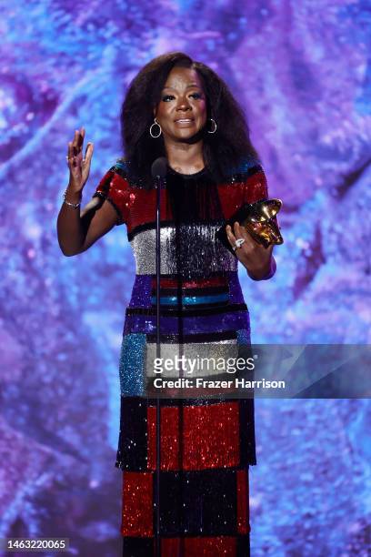 Viola Davis accepts the Best Audio Book, Narration, and Storytelling award for "Finding Me" onstage during the 65th GRAMMY Awards Premiere Ceremony...
