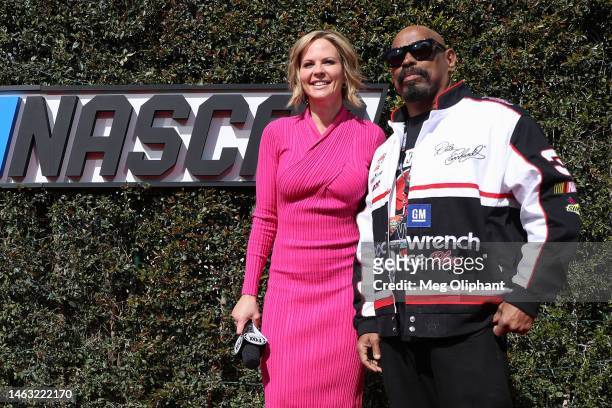 Sports NASCAR host Shannon Spake and rapper Sen Dog of Cypress Hill pose for photos on the Red Carpet prior to the NASCAR Clash at the Coliseum at...