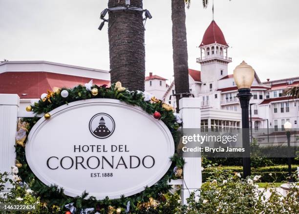 hotel del coronado sign - coronado island stock pictures, royalty-free photos & images