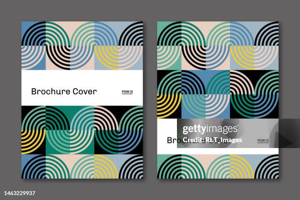 brochure cover design template with abstract geometric graphics — davey system, ipsumco series - a4 paper stock illustrations