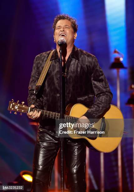 Carlos Vives performs onstage during the 65th GRAMMY Awards Premiere Ceremony at Microsoft Theater on February 05, 2023 in Los Angeles, California.