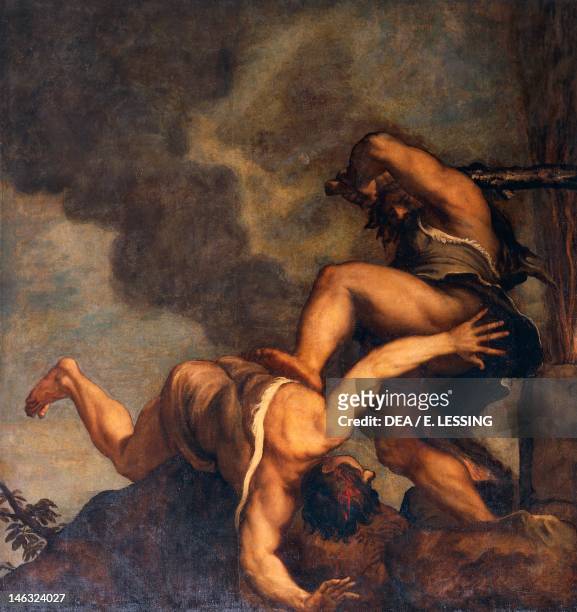 Killing of Abel by Titian , canvas, 280x280 cm. Main Sacristy, Santa Maria della Salute, Venice.
