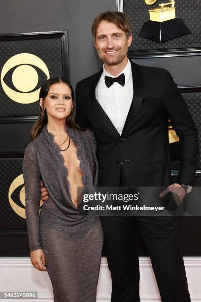 Maren Morris and Ryan Hurd attend the 65th GRAMMY Awards on February 05, 2023 in Los Angeles, California.