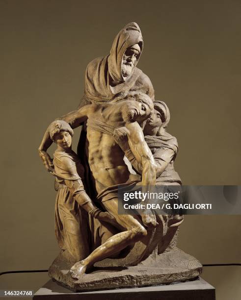 Florence, Museo Dell'Opera Di Santa Maria Del Fiore Pieta Bandini, 1550-1555, by Michelangelo , marble sculpture.