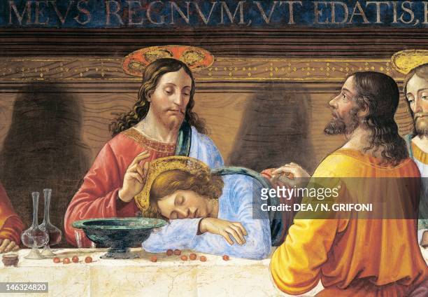 Jesus and St John, detail from The Last Supper by Domenico Ghirlandaio , fresco. Refectory of the Convent of San Marco, Florence.