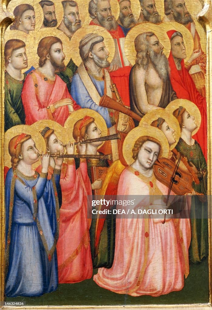 Angels playing musical instruments, detail of the coronation of the ...
