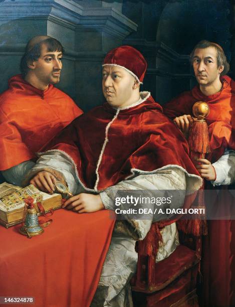 Florence, Galleria Degli Uffizi Pope Leo X, 1518-19, by Raphael Sanzio , oil on wood 2x118,9 cm.