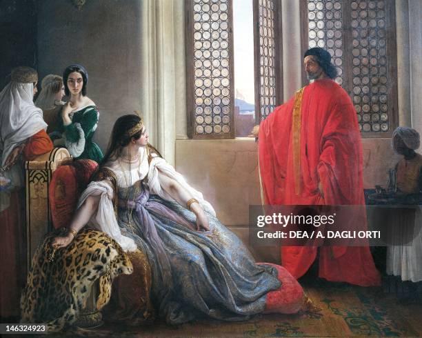 Bergamo, Pinacoteca Dell'Accademia Carrara Caterina Cornaro receives the news of the deposition of the Queen of Cyprus by Francesco Hayez , oil on...