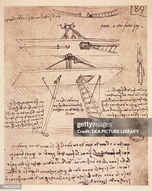 Study of a flying machine, by Leonardo da Vinci .