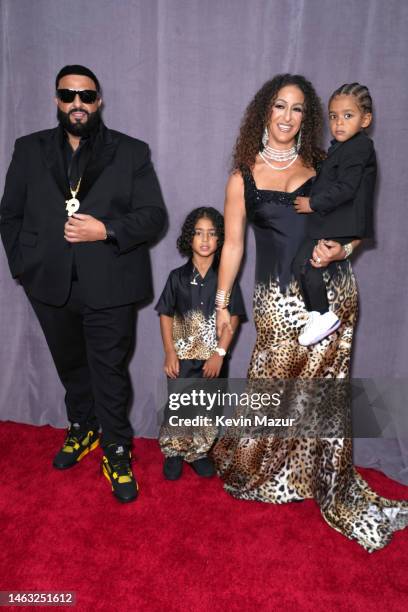 Khaled, Asahd Khaled, Nicole Tuck, and Aalam Khaled attend the 65th GRAMMY Awards on February 05, 2023 in Los Angeles, California.