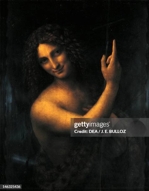 Paris, Musée Du Louvre St John the Baptist, 1513-1516, by Leonardo da Vinci , oil on wood of walnut, 69x57 cm.