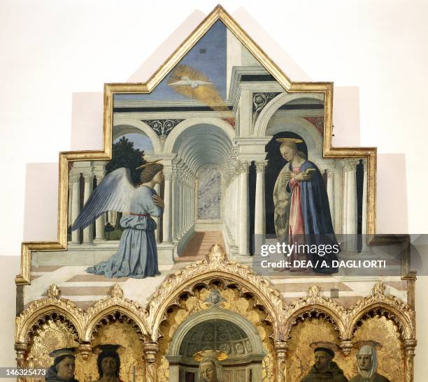 Perugia, Galleria Nazionale Dell'Umbria Detail of the upper part of the Annunciation, by Piero della Francesca .