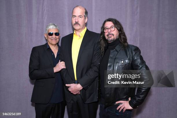 Pat Smear, Krist Novoselic, and Dave Grohl attend the 65th GRAMMY Awards on February 05, 2023 in Los Angeles, California.