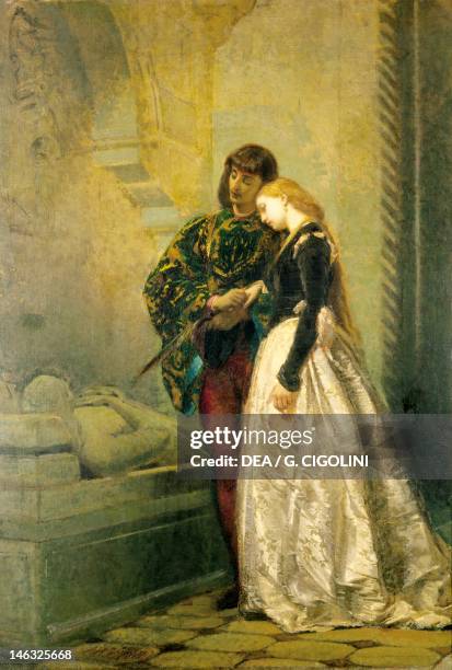 Milano, Civiche Raccolte D'Arte Museo Dell'Ottocento Villa Belgiojoso Bonaparte Visiting the tomb of Romeo and Juliet, 1861-1862, by Tranquillo...