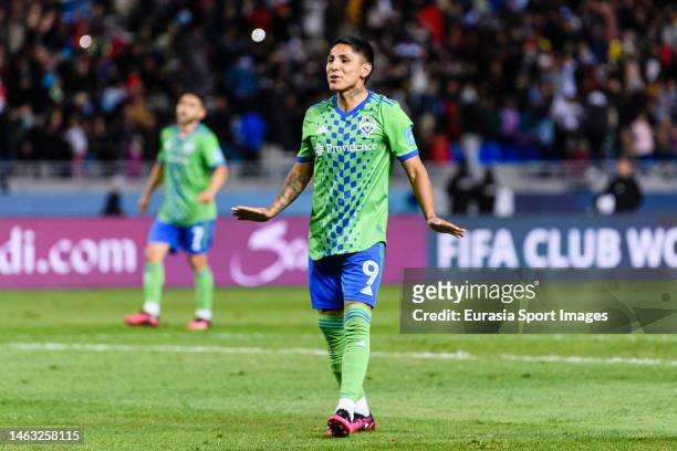 Raul RuiDiaz of Seattle Sounders gestures during the FIFA Club World Cup Morocco 2022 2nd Round match between Seattle Sounders FC and Al Ahly SC at...