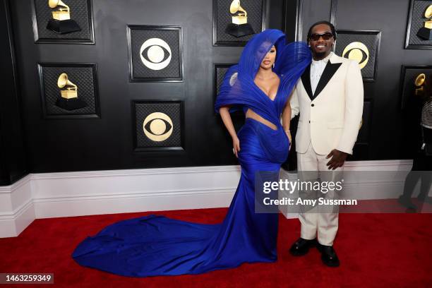 Cardi B and Offset attend the 65th GRAMMY Awards on February 05, 2023 in Los Angeles, California.