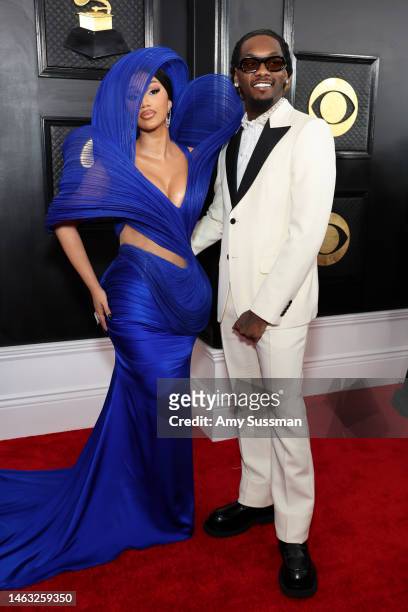 Cardi B and Offset attend the 65th GRAMMY Awards on February 05, 2023 in Los Angeles, California.